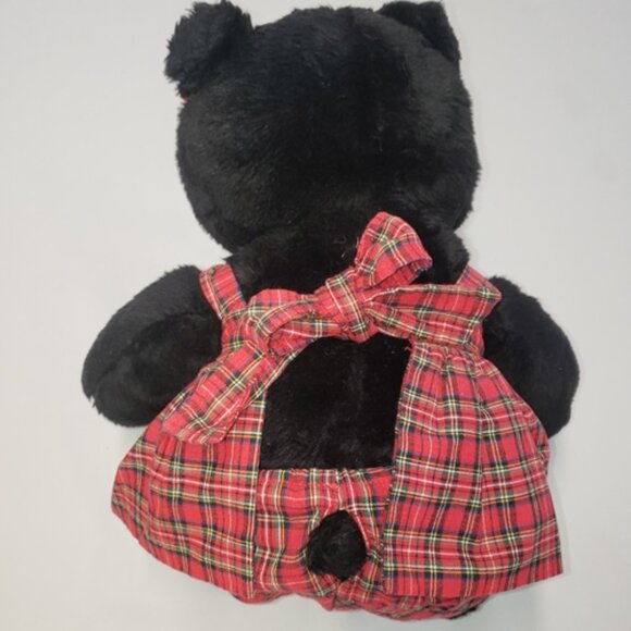 BAB Black Teddy Bear with Plaid dress & Bloomers & Flower Hair ties - Picture 4 of 5